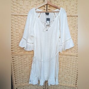 City Chic Tunic Embroidered Boho Cotto  Sheer